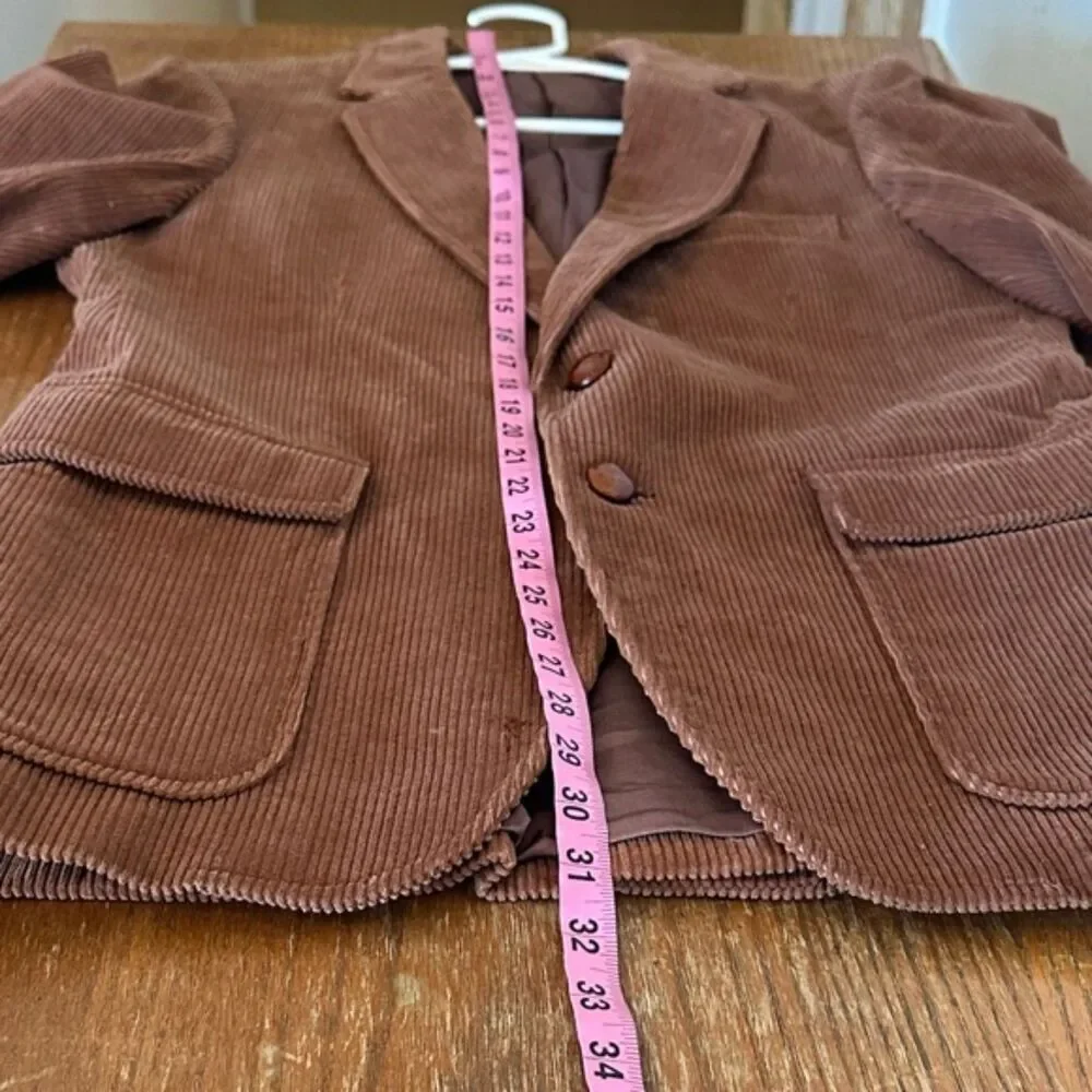 Vintage Corduroy Lapel Blazer Mens 37R Two Buttons Leisure Sport Coat Jacket